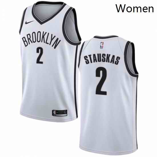 Womens Nike Brooklyn Nets 2 Nik Stauskas Swingman White NBA Jersey Association Edition